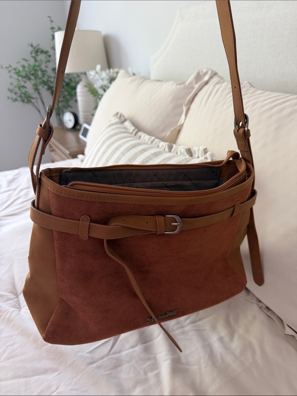 Montana West Suede Convertible Shoulder Bag in Rust Brown